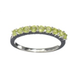 APP: 0.8k Fine Jewelry 0.75CT Round Cut Green Peridot And Platinum Over Sterling Silver Ring