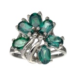 Fine Jewelry Designer Sebastian, 2.76CT Oval Cut Blue Topaz And Sterling Silver Cluster Ring
