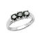 *Fine Jewelry 1.19CT Round Cut Black Diamond And Sterling Silver With Rhodium Ring