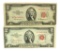 (2) 1953 $2 U.S. Red Seal Notes