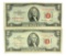 (2) Misc. $2 U.S. Red Seal Notes