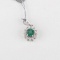*Fine Jewelry 14KT White Gold, 0.50CT Emerald  And 0.22CT Diamond Pendant
