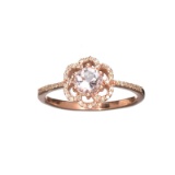Fine Jewelry, Designer Sebastian 14KT Rose Gold, 0.53CT Round Cut Morganite And Diamond Ring