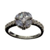 Fine Jewelry Designer Sebastian 2.00CT Swiss Cubic Zirconia And Platinum Over Sterling Silver Ring