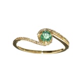 Fine Jewelry Designer Sebastian 14KT Gold 0.32CT Emerald and 0.07CT Round Brilliant Cut Diamond Ring