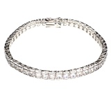 Custom Made Sterling Silver Opal Fancy French Cubic Zirconium Tennis Bracelet