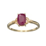APP: 0.5k Fine Jewelry 14KT Gold, 1.11CT Lab Created Ruby And Diamond Ring