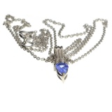 Fine Jewelry Designer Sebastian 0.45CT Tanzanite And Topaz Sterling Silver Pendant With Chain