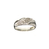 Fine Jewelry Designer Sebastian 0.12CT Round Brillliant Cut Diamond and Sterling Silver Ring