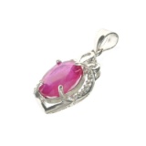 APP: 1.1k Fine Jewelry 3.00CT Oval Cut Ruby /White Sapphire And Sterling Silver Pendant