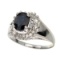 APP: 4.4k 1.65CT Blue Sapphire Topaz and Diamond Platinum Over Sterling Silver Ring