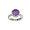 APP: 0.4k Fine Jewelry 3.02CT Round Cut Purple Amethyst And Sterling Silver Ring