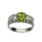 Fine Jewelry 1.60CT Round Cut Green Peridot And Colorless Topaz Platinum Over Sterling Silver Ring