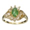 APP: 1.3k 14 kt. Gold, 0.41CT Oval Cut Emerald  And White Sapphire Ring