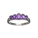 APP: 0.3k Fine Jewelry 1.43CT Oval Cut Purple Amethyst And Sterling Silver Ring
