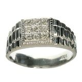 APP: 1.2k 0.10CT Round Cut Diamond and Platinum Over Sterling Silver Ring