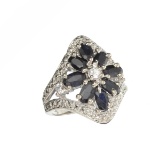 APP: 0.9k Fine Jewelry 2.30CT Blue And White Sapphite Sterling Silver Ring