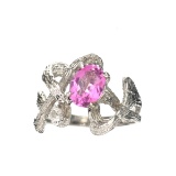 APP: 0.7k Fine Jewelry Designer Sebastian, 1.20CT Tourmaline And White Topaz Sterling Silver Ring