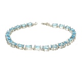 APP: 0.9k Fine Jewelry 9.70CT Oval Cut Blue Topaz And Sterling Silver Bracelet