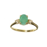 APP: 1k Fine Jewelry 14KT Gold, 1.27CT Green Emerald And White Sapphire Ring
