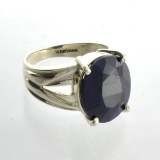 APP: 3k Fine Jewelry Designer Sebastian 10.48CT Oval Cut Blue Sapphire and Sterling Silver Ring