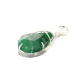 APP: 0.9k Fine Jewelry 31.07CT Pear Cut Green Beryl Emerald And Sterling Silver Pendant