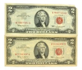 (2) 1963 $2 U.S. Red Seal Notes