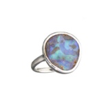 APP: 0.9k Fine Jewelry 5.61CT Free Form Blue-Green Boulder Brown Opal And Sterling Silver Ring