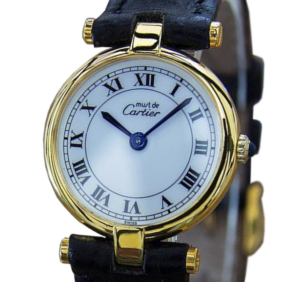 *Cartier Must de Cartier 925 Solid Silver Swiss Made Ladies Watch c1990 -P-