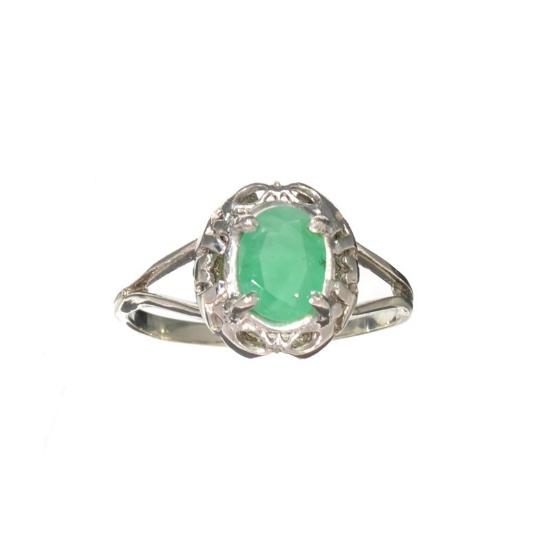 APP: 0.8k Fine Jewelry 0.96CT Green Emerald And Sterling Silver Ring