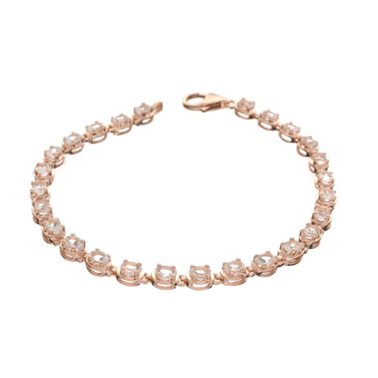 APP: 2.1k Fine Jewelry 3.40CT Oval Cut Morganite And  Sterling Silver Rose Gold Plated Bracelet