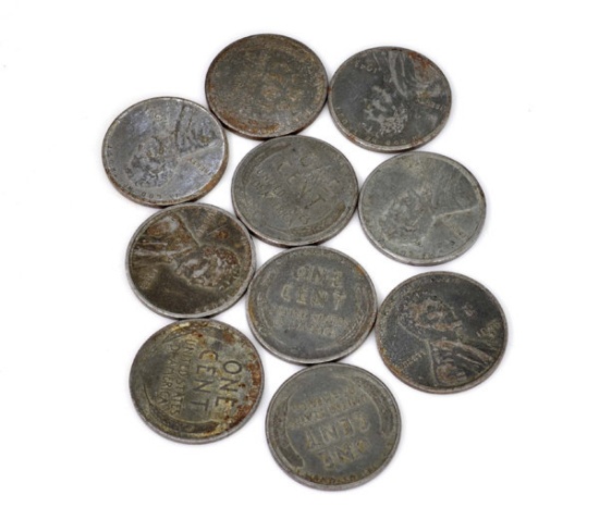 (10) 1943 Lincoln War Zinc One Cent Coins