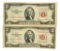 (2) 1963 $2 U.S. Red Seal Notes