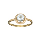 Fine Jewelry Designer Sebastian 14KT Gold, 0.93CT Round Cut Blue Aquamarine And Diamond Ring