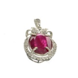 APP: 3.8k Fine Jewelry 10.96CT Ruby And Topaz Platinum Over Sterling Silver Pendant