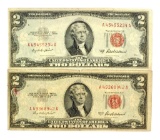 Rare (2) 1953 $2 U.S. Red Seal Notes