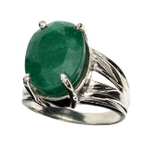 APP: 0.7k Fine Jewelry Designer Sebastian 8.10CT Oval Cut Green Beryl and Sterling Silver Ring