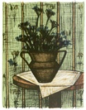 Bernard Buffet Lithograph ''''Vase De Fleurs'''' 12 x 17 Paper Image