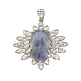 Fine Jewelry Designer Sebastian, 11.52CT Blue Sapphire And White Topaz Sterling Silver Pendant