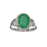 APP: 2.3k Fine Jewelry 2.00CT Oval Cut Green Emerald /White Sapphire And Sterling Silver Ring