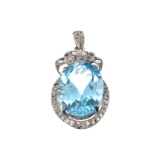 APP: 1.2k Fine Jewelry 16.75CT Blue Topaz And White Sapphire Sterling Silver Pendant