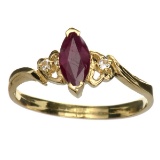 APP: 0.8k 14 kt. Gold, 0.70CT Marquise Cut Ruby And White Sapphire Ring