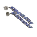Fine Jewelry 3.62CT Marquise Cut Violet Blue Tanzanite And Platinum Over Sterling Silver Earrings