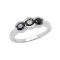 *Fine Jewelry 1.22CT Round Cut Black Diamond And Sterling Silver With Rhodium Ring
