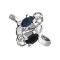 Fine Jewelry Designer Sebastian 0.60CT Blue Sapphire And Topaz  Platinum Over Sterling Silver Ring
