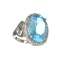 APP: 1.2k 14.35CT Blue Topaz And White Sapphire Sterling Silver Ring