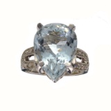 APP: 11.3k Fine Jewelry 14 kt. White Gold 8.47CT Aquamarine Beryl And Diamond Ring
