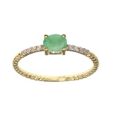 APP: 0.6k Fine Jewelry 14KT Gold, 0.21CT Green Emerald And Diamond Ring