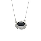 Fine Jewelry Designer Sebastian 2.82CT Oval Cut Blue Sapphire And Sterling Silver Pendant with Chain
