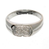 APP: 0.8k 0.04CT Round Cut Diamond and Platinum Over Sterling Silver Ring